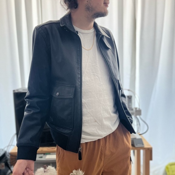 COACH Men’s Goat Leather Moto Jacket - Picture 5 of 12